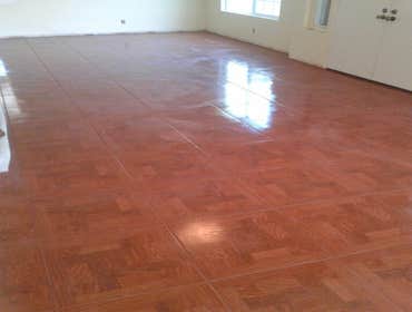 Interior floor Interior floor remodel. 20x20 parquet look ceramic tile