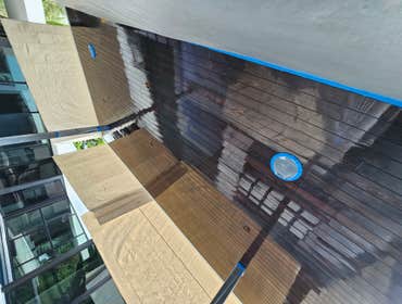 Photos by Lam Paint Service #2 Wooden ceiling preparation and stain application