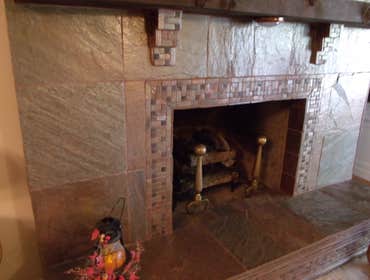 Over lay of brick with slate