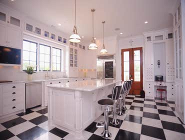 Black and white kitchen Awesome retro kitchen with unique features.
