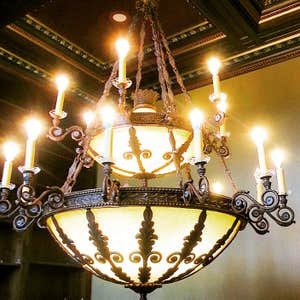 Library Ceiling and Chandelier
