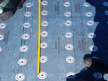 Windstorm application 4 rows of plates and screws 6 "'s O.C.