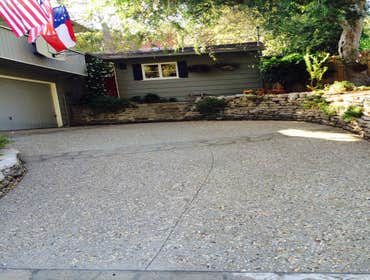 New Exposed Aggregate Concrete Driveway