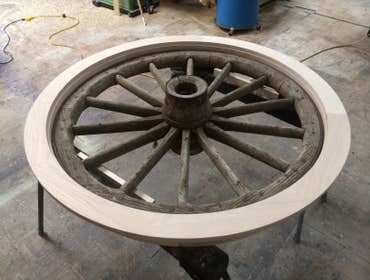 Wrapping an old wagon wheel