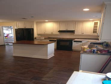 Traditional Kitchen Full Kitchen remodel. Removed existing cabinets and soffit. Removed closet. Replaced flooring, Installed new cabinets. Added new r