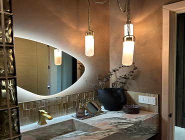 Marble Powder Bath This Winter Park powder bath is one of the most design-forward spaces we have ever been part of building. Every single decision in t