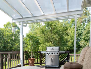 Bright Covers Patio Covers and Commercial Sun Canopies Blocks UV rays and heat, transmits natural light. Made of translucent panels and painted aluminu