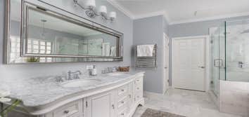 Bathroom Photos by Renaissance Contracting, LLC #2 Remodel of bathroom, frameless glass, marble tile, towel warmer