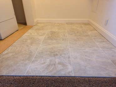 Tiled laundry area