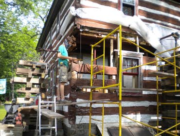 Log House Restoration We started restoration on this antique log house. We jacked up the top half of this log house in order to replace rotted logs. A