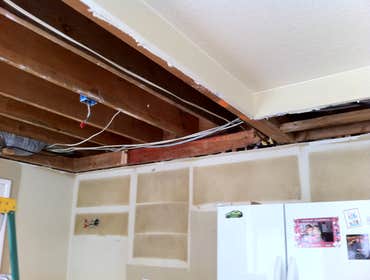 Reams Project This beautiful home is over 20 years old, we leveled the ceiling, put in a soffit with new LED recessed lights with a dimmer. New granit