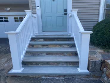Exterior Stair & Railing Reconstruction – Southport, CT This exterior restoration project included the complete reconstruction of a damaged front entry