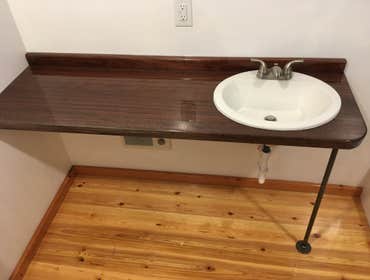 Photos by Old Growth Design #7 2nd story bathroom/bedroom/office addition. 450 sq. feet. Yellow pine floor and trim, white pine walls, tiled bathroom w