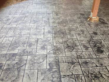Stamped and dyed concretely