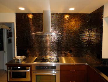 Metallic Mosaic Backsplash
