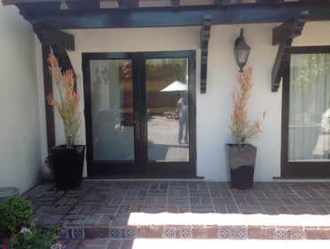 Cement tiles, stained doors