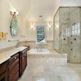 Luxury Master Bathroom with Large Glass Shower and Tub