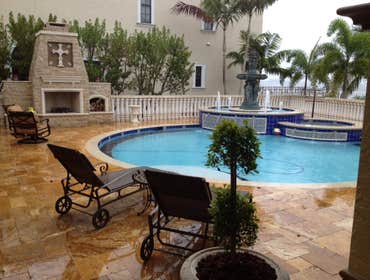 Pool, spa, fountain, fireplace