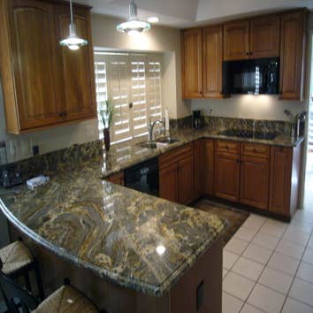 Kitchen granite counters with 1 1/2" O.G. edge