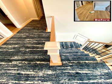 Photos by 99 Carpets LLC #1 Wall to wall carpet installation and Custom stair runners installation.