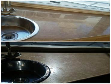 Photos by Marble Specialist #6 Boat Travertine Countertop, Complete Restoration