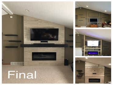 Photos by Schroeder Home Improvements LLC #4 New tile wall and wood mantle with floating shelves