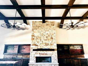 Dry Stack Stone Fireplace