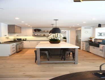 Newport Beach 2016 The process involved in this home remodel was a ceiling tear down and high ceiling rebuild at the entrance, family room, and the kit