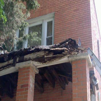 Rotted joist and porch roof