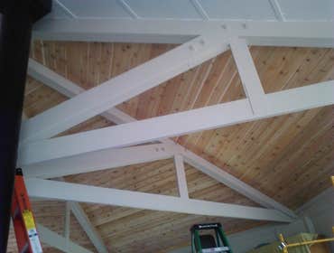 wood ceiling in octagon house This project consisted of demolition of burlap ceiling panels, replacement of damaged wood, insulation, rigid insulation