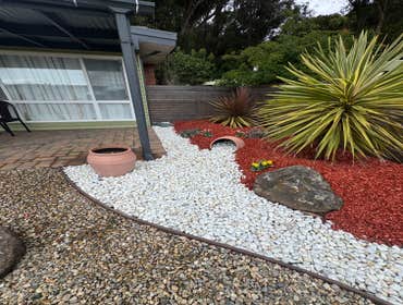 Photos by Landscaping La Economica LLC #1 Installed artificial turf, paver stone walkway, decorative mulch, and a new wooden fence. This project provid