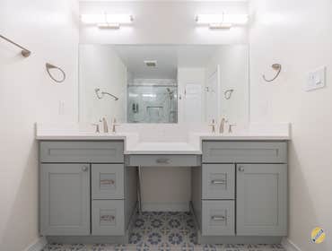 Classic Elegance Classic Elegance ✨We chose light gray shaker cabinetry and combined it with a glacier white vanity countertop that perfectly complemen