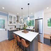 Colorful Kitchen Remodel in SC Bluffton The original downstairs floorplan included a 6 foot wide pantry, two coat closets, and a dedicated dining room 