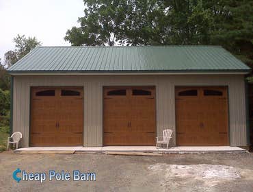 Cheap Pole Barn Special : Bill Greene Building Dimensions : 30'Wx40'Lx12'H
(3) 9'Wx10'H Carriage Style Garage Doors ( woodgrain )
<a href="http://chea