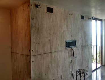 Rough stained concrete finish
