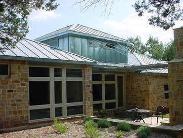 outdoor fireplace w/ sun shade