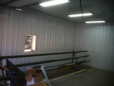 PR Design Build Barn Interior Finishing Turning a barn into a bright, easy to clean work space.
Insulation, white steel, airlines hidden in the wall