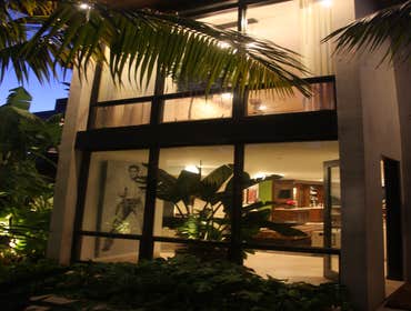2 story glass wall