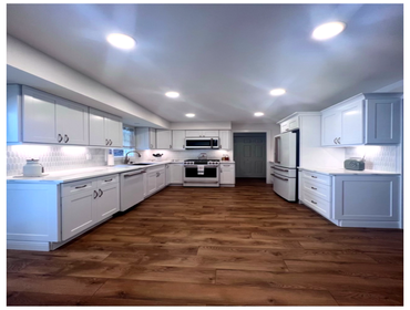White Shaker Cabinets & Wide-Plank Flooring in Newly Renovated NJ Kitchen