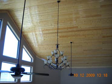 Various Cabinet Intallations and T&G Ceilings Cabinet Installs, T&G Ceilings(sanded, stained, and clear-coat performed by us