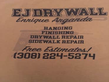 Ej Drywall (308)224-5274 or (308)233-2200 This is EJ Drywall ( home improvement) out of Kearney, Nebraska (we are able to travel long distances to get 