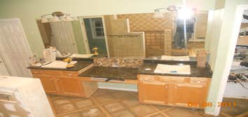 bathroom old bathroom, tranformed into a beautiful bathroom with a whole new design at the request of the costumer. new counter top, new bathtub, new s
