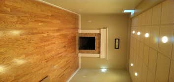 Renovated basement with fireplace facelift