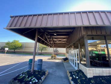 Photos by Northeast Eco Blasting #4 Owens Corning Ohio plant, guard house roof metal frame restoration