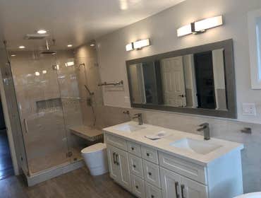 Complete Bathroom Remodel Complete bathroom remodel, we worked with the client to find the right look for their new bathroom. We put in new flooring, w