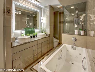 Bay Village Bathroom Bay Village bathroom remodel, we had to take a few extra steps to ensure sound reduction. To start we demoed the whole bathroom, c