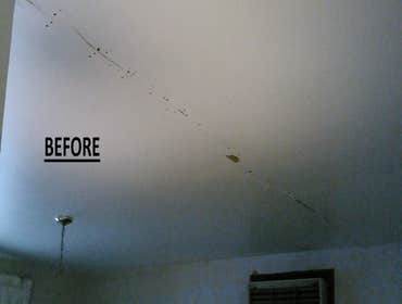 My Work: Before & After 1. Damaged Wall - Before
2.Damaged Wall - After. This job was completed the day after I arrived.
All of the taping and coats w