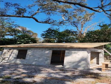 In progress detached single car garage Detached single car garage: in progress