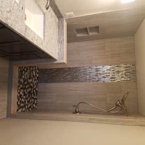 Photos by Davis Construction LLC- Barhrrom Remodel Remodel master bathroom. Replace and expand walk in shower. Install floor tile and shower tile...
