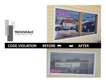 Storefront Replacement Replacement of (1) Storefront window in existing opening to meet FBC wind rating requirements.